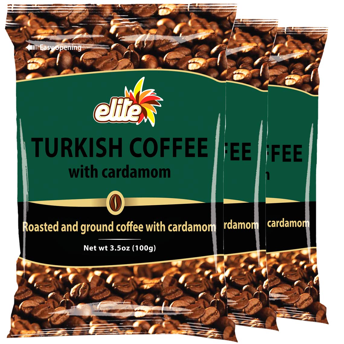 Elite Cafe Turc A  la Cardamome (Torrefie et Moulu) / Elite Turkish Coffee with Cardamom (Roasted and Ground)
