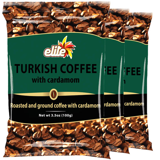 Elite Cafe Turc A  la Cardamome (Torrefie et Moulu) / Elite Turkish Coffee with Cardamom (Roasted and Ground)